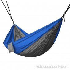 Portable 2 Person Hammock Rope Hanging Swing Fabric Camping Bed - Grey & Blue